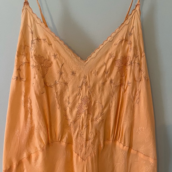 1940s Bust 38” Dark Apricot color Cold Rayon Bias Cut Full Slip NOS deadstock - Picture 5 of 5